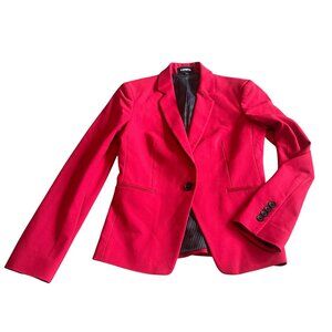 Express Red Button-Down Stretch Blazer Jacket Single-Button SIze 4 Women's